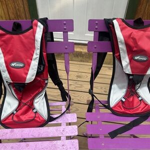 Red and White Kuyou Hydration Backpacks